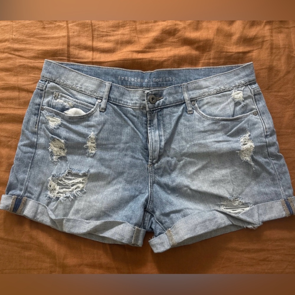 Articles of Society distressed denim shorts